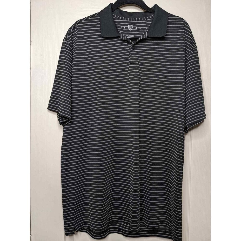 Nike Golf Polo Men's XL Black/White Stripe DriFit